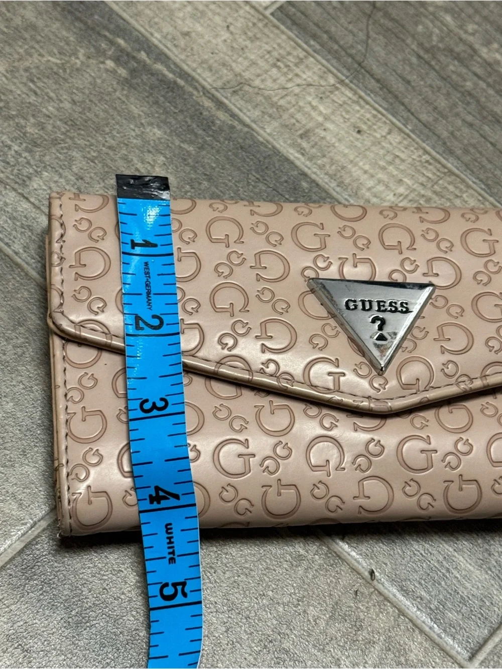 GUESS Blush Pink Monogram Envelope Clutch